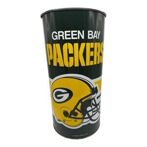 Vintage Green Bay Packers Metal Trash Garbage Can P&K Products 1991 19.5" Tall